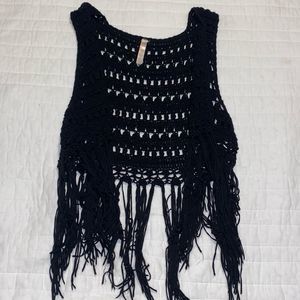 🖤Jet Black Fringe Knitted Vest